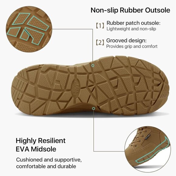 Women's Waterproof Hiking Boots Suede Leather 6 Inches Lightweight Tactical - Picture 3 of 7